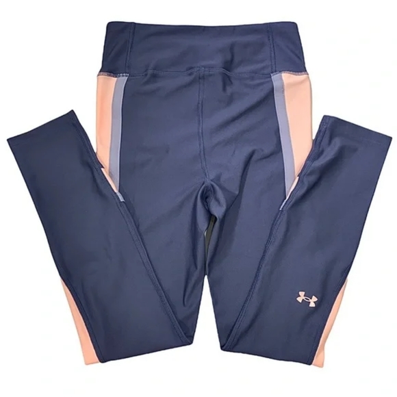 UNDER ARMOUR WOMEN'S HEATGEAR SRTIPE ANKLE CROP BLUE/PEACH SIZE XS #1359341-NWT - Picture 3 of 6